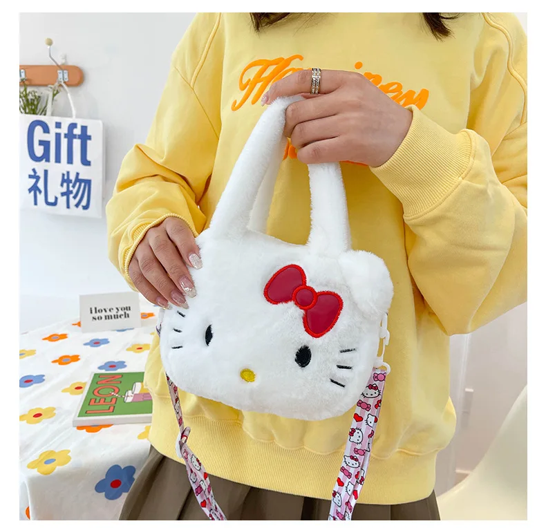 Sanrio Big Face Shaped Fluffy Crossbody Bag - Hello Kitty