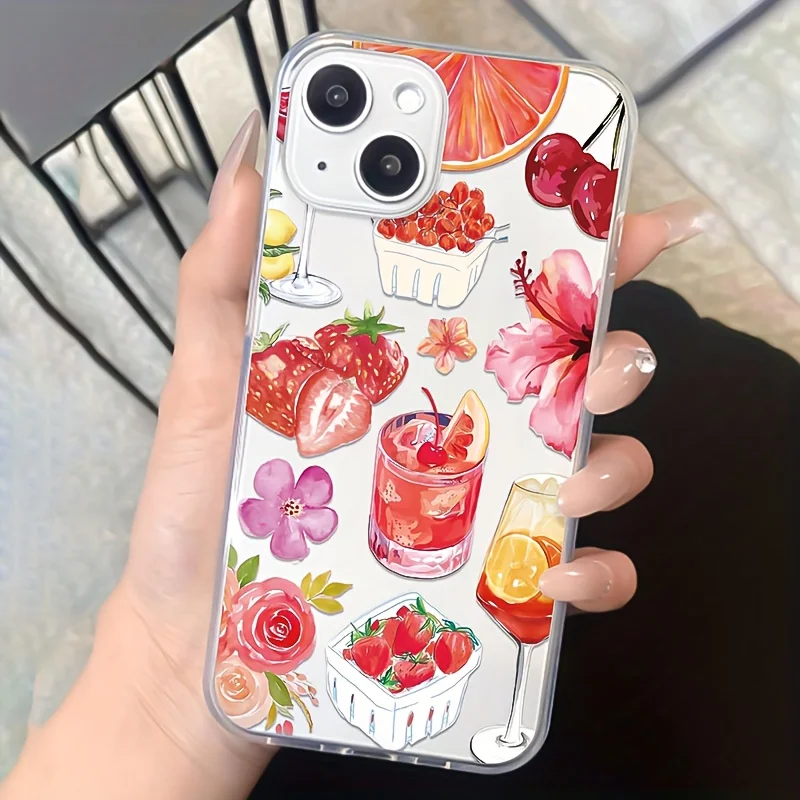 Floral Fruit Beverage Soft Transparent Phone Case Cover