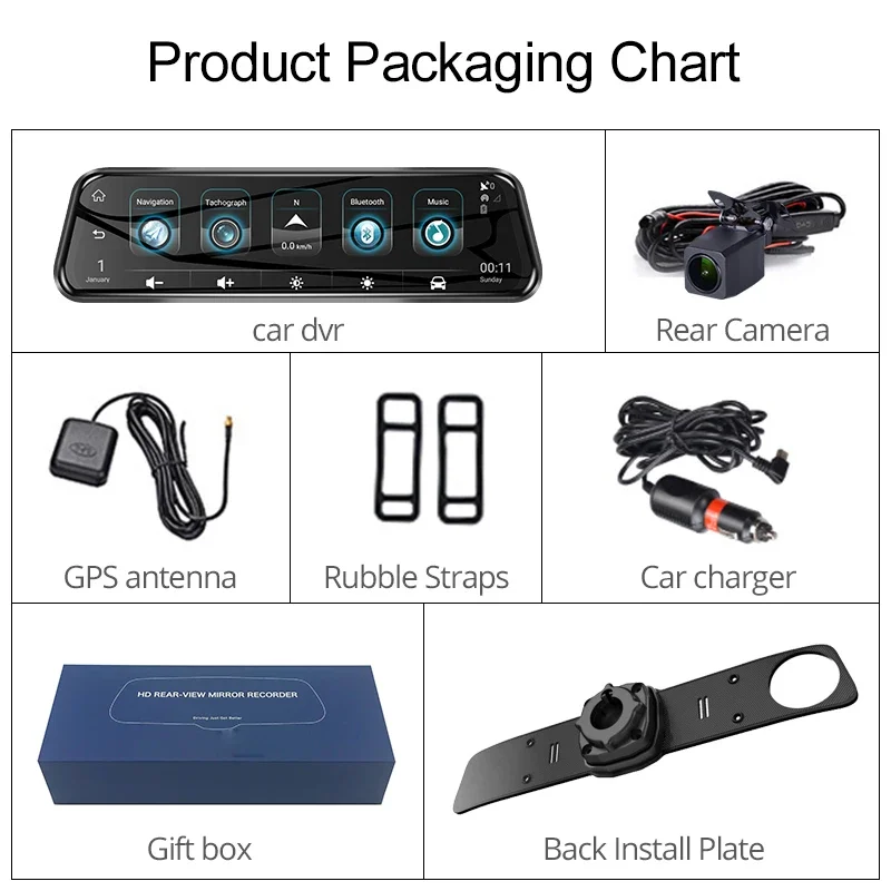 10'' Stream Rearview Mirror Camera 4G Android Car DVR HD 1080P Dash Cam ADAS GPS Wifi Auto Registrar DVRs H68