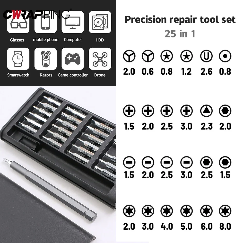 Versatile 25-in-1 Magnetic Precision Screwdriver Set for Electronics and Home Use