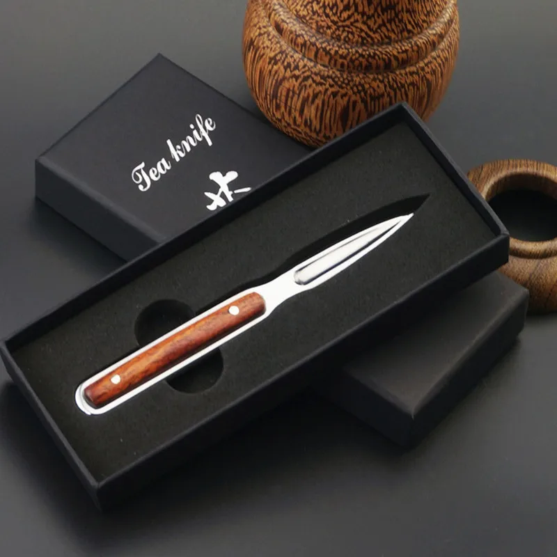 Tea Needle Set 1Pcs Stainless Steel Chinese Puer Tea Needle Cutter Damascus Pattern Tea Knife Accessories Knife