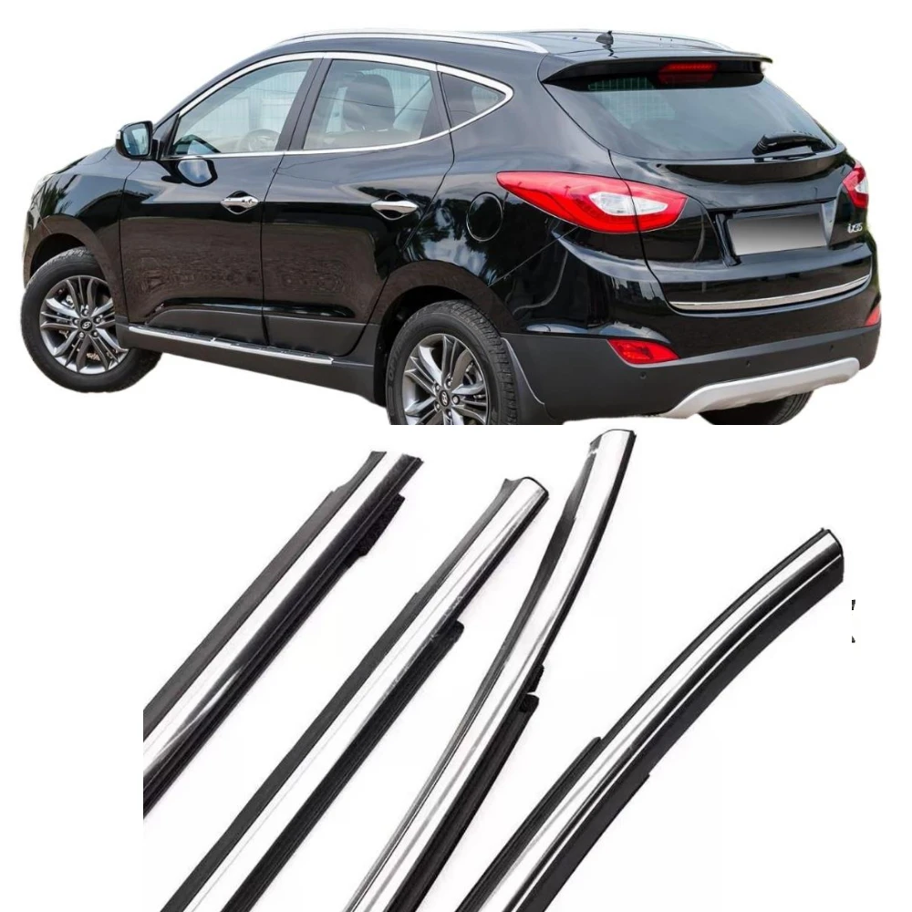 サイドバイザー ヒュンダイ IX35/ツーソン 4ドア 2009年〜2014年 モール付き AP-WVR-HY28-M 入数：1セット(4枚) と互換性がある HYUNDAI IX35 2010 2011 2012 2013 2014 2015 ドア