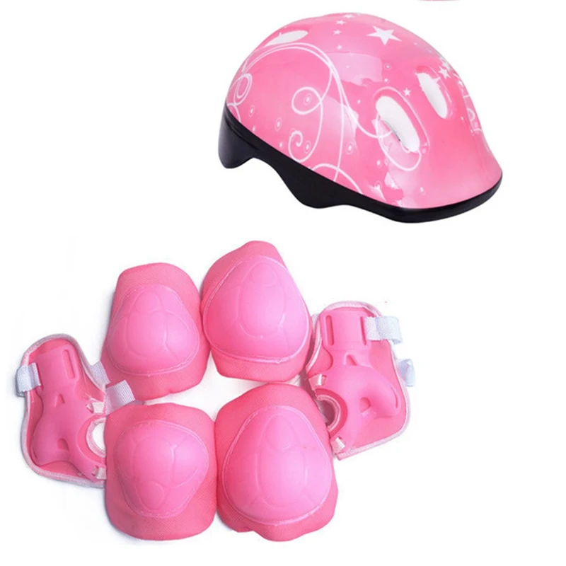 Elbow Pads 7PCS Children's skating protection equipment set 1 helmet + 2 knee pads + 2 elbow pads hand pad skating equipment