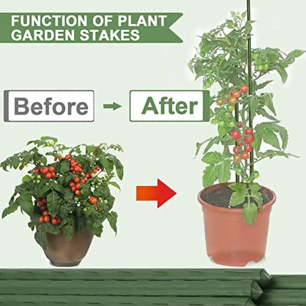 Plant Support Stakes 5ft Steel Climbing Sticks Tomato Beans Potted Vines Set of 20 Durable Garden Poles