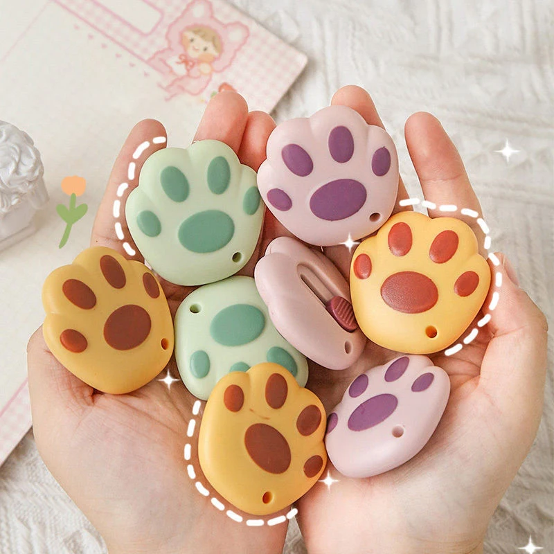 Mini Cute Utility Knife Kawaii Cat Paw Pocket Knife DIY Paper Cutter Express Box Envelope Opener Korean Stationery School Office cute girly kawaii cat paw art utility mini pocket knife school office supplies letter envelope opener express box knife