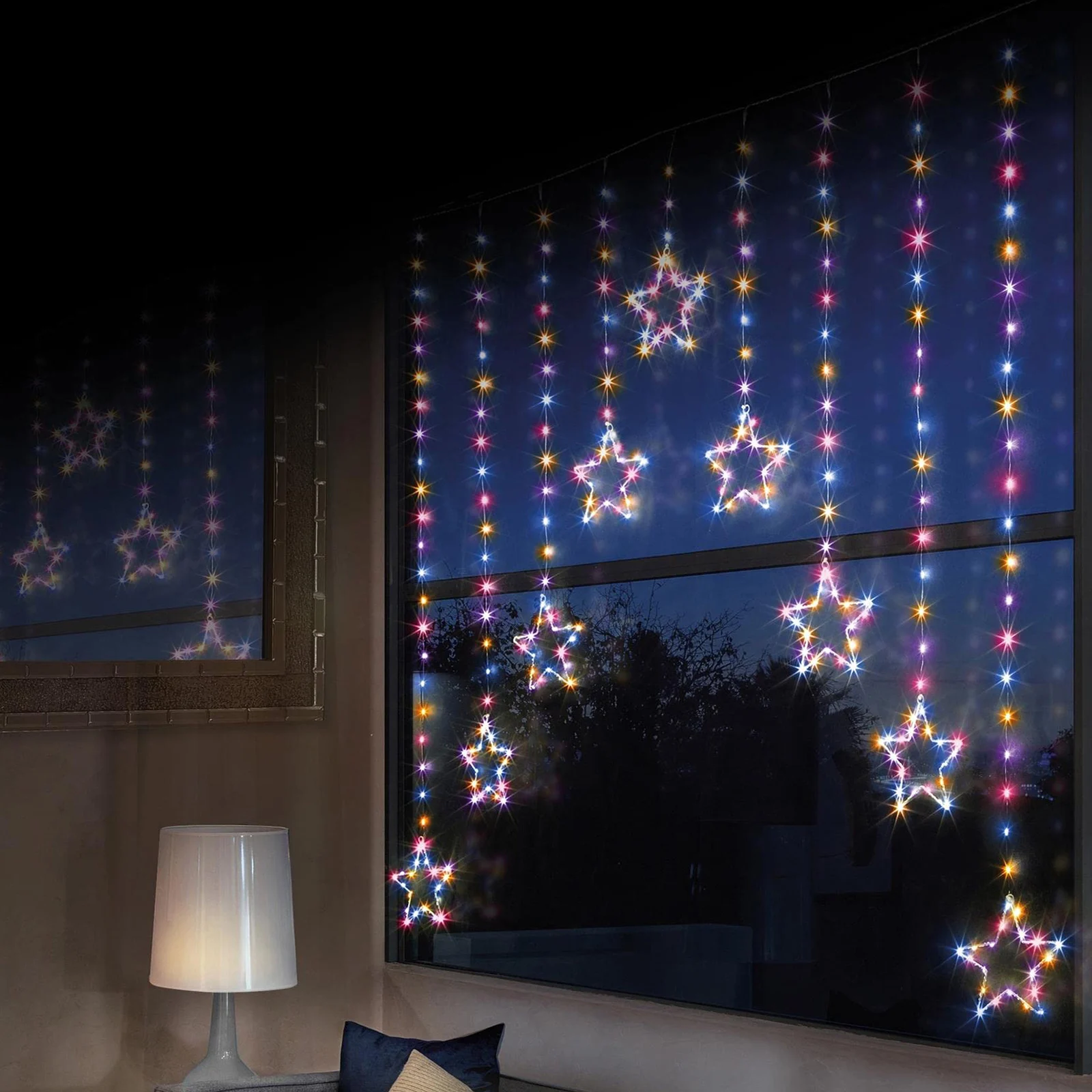 Weihnachts-Lichterkette für Fenster, 100 LEDs, 8 Beleuchtungsmodi_voghion.com