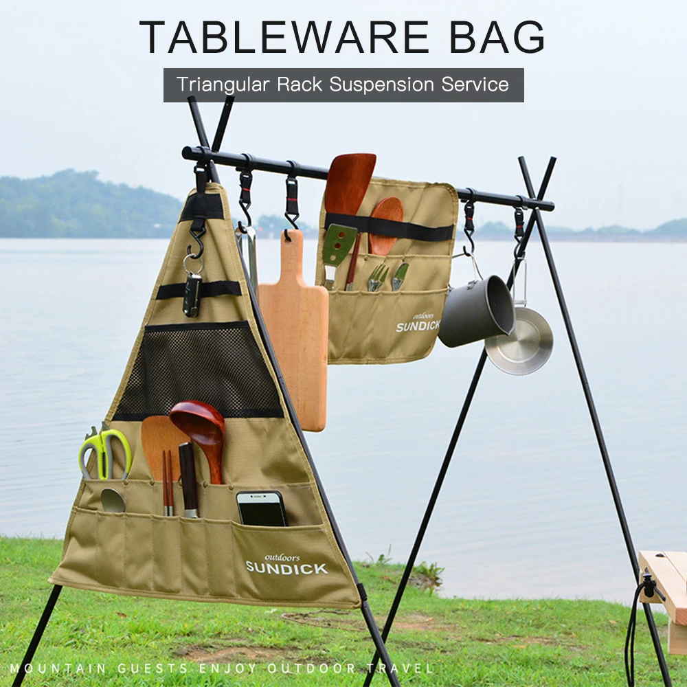 Outdoor Camping Storage Bag Versatile Multi-Pocket Storage Container Bag Organizer Picnic Fishing Triangle