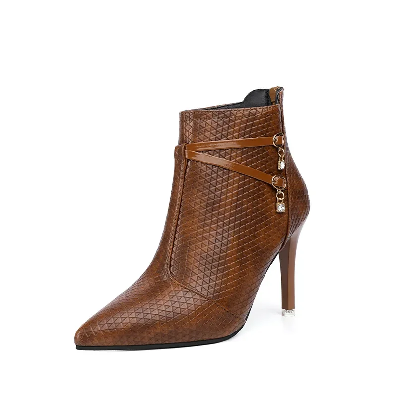 Women's Boots New Large Size High-heeled Fashion Boots Fashion Plus Cotton Warm Nude Boots Banquet Women's Shoes Short Boot