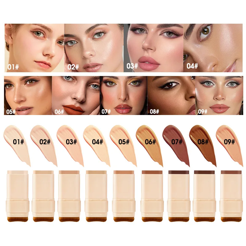 Foundation Eraser Concealer Stick 15g 2-in-1 foundation eraser double-ended concealer stick with brush head