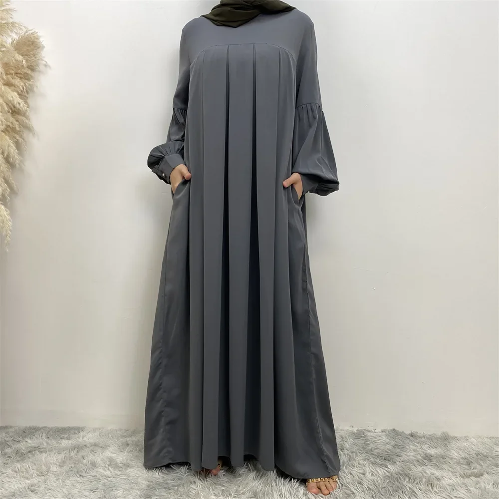 Modest Muslim Dress Hijab Robe Femme Musulmane Pleated Abaya Dubai Turkey Kaftan Islamic Clothing Abayas for Women Long Dresses
