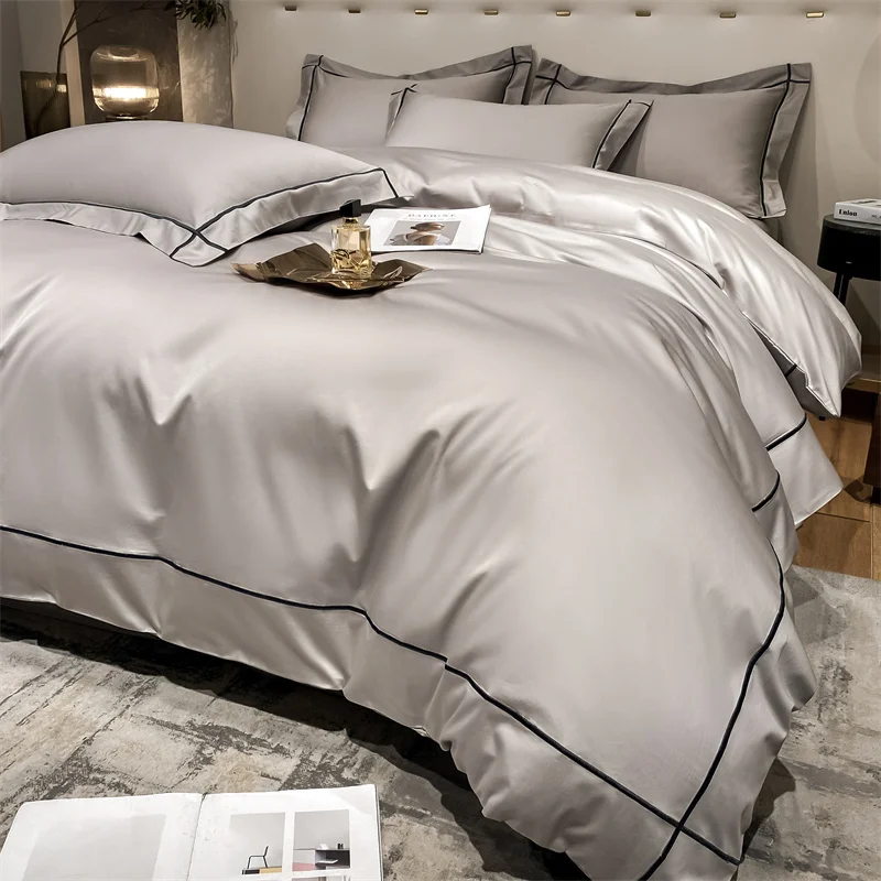 

Embroidery Bedding Sets Egyptian Cotton Bed Sheet Set Luxury Duvet Cover Bedsheet Bed Linen Pillowcase 5 Stars Hotel Bedclothes