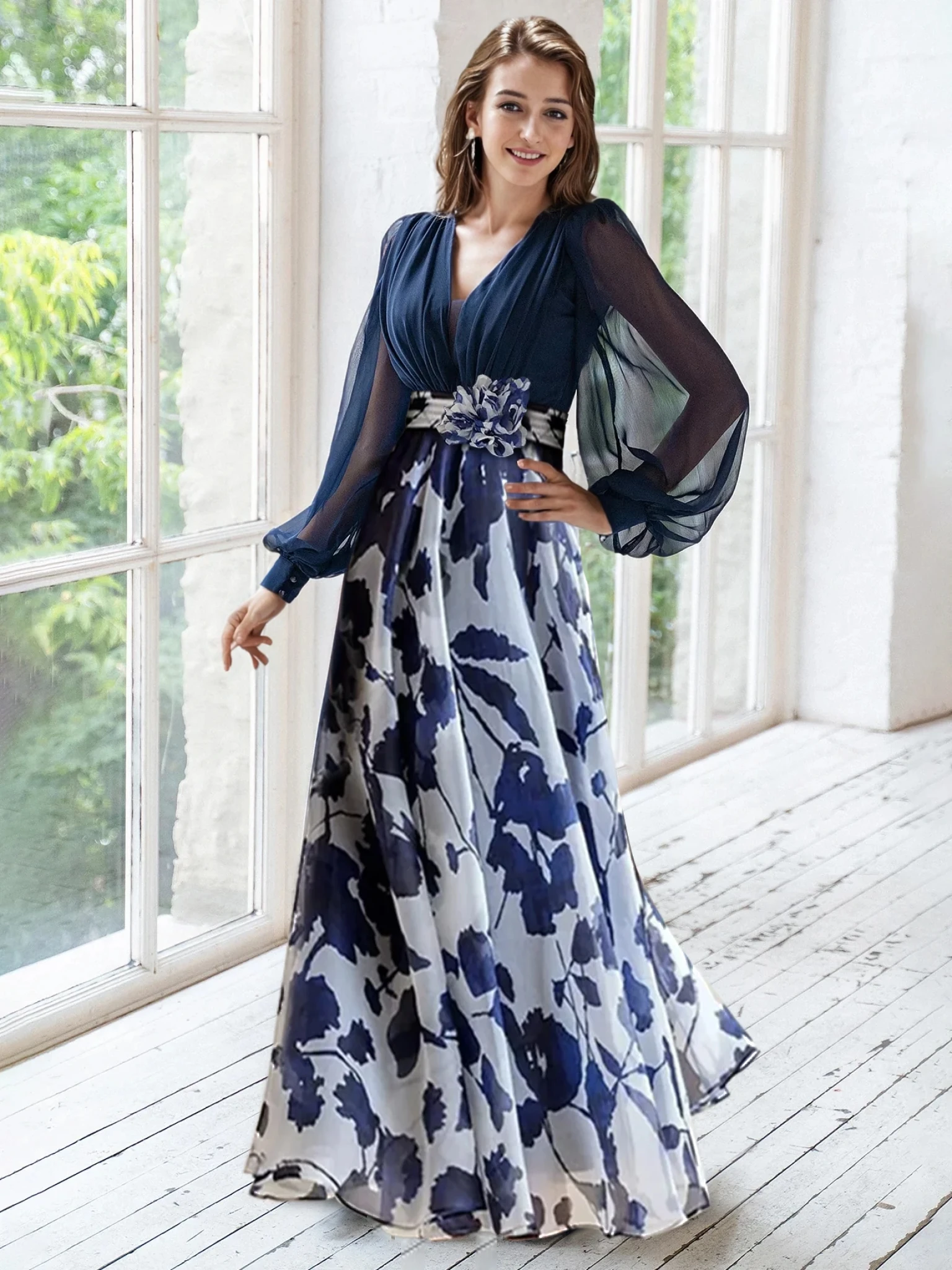 green emerald velvet dress Long Sleeve Mother of the Bride Dresses Elegant Prom Dresses BD053 –  Viniodress main image 0