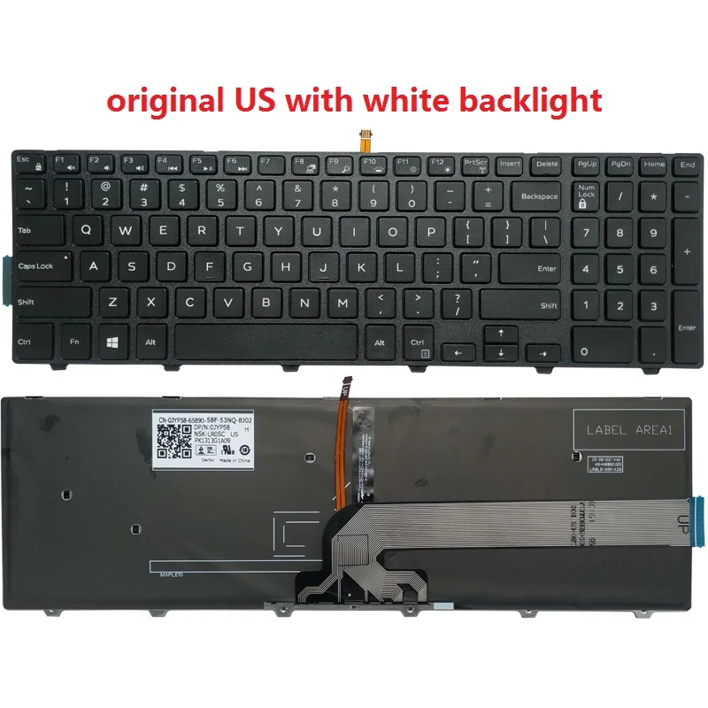 Teclado do Portátil dos Eua para o Dell Inspiron 15 5000 5551 5552 5555 5566 5557 5558 5559 P51f P39f Laptop Teclado Inglês Novo - Imagem 6