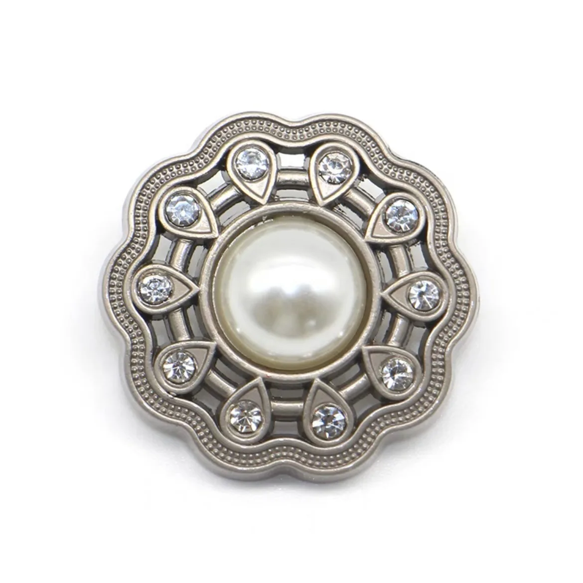 여성용 할로우 펄 다이아몬드 금속 단추, 코트 니트 가디건, 꽃 장식 바느질 단추, 10 개