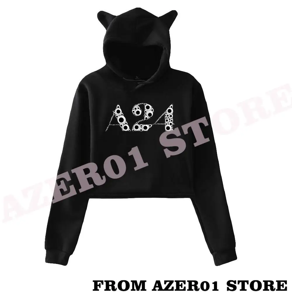 

Все повсюду все сразу новый логотип A24 Merch кошка укороченные толстовки женские/девочки укороченные топы с капюшоном свободный фильм Толстовка