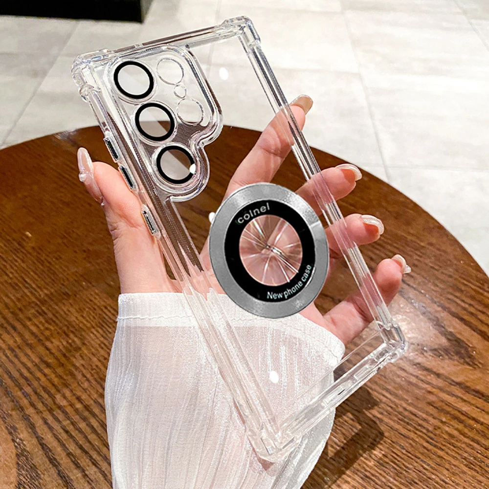 Enhanced Shockproof Clear Magnetic Phone Case with Magsafe Plating