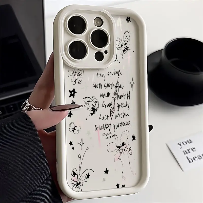 Sketch Butterfly Guitar Phone Case For iPhone 15 14 13 12 11 Pro