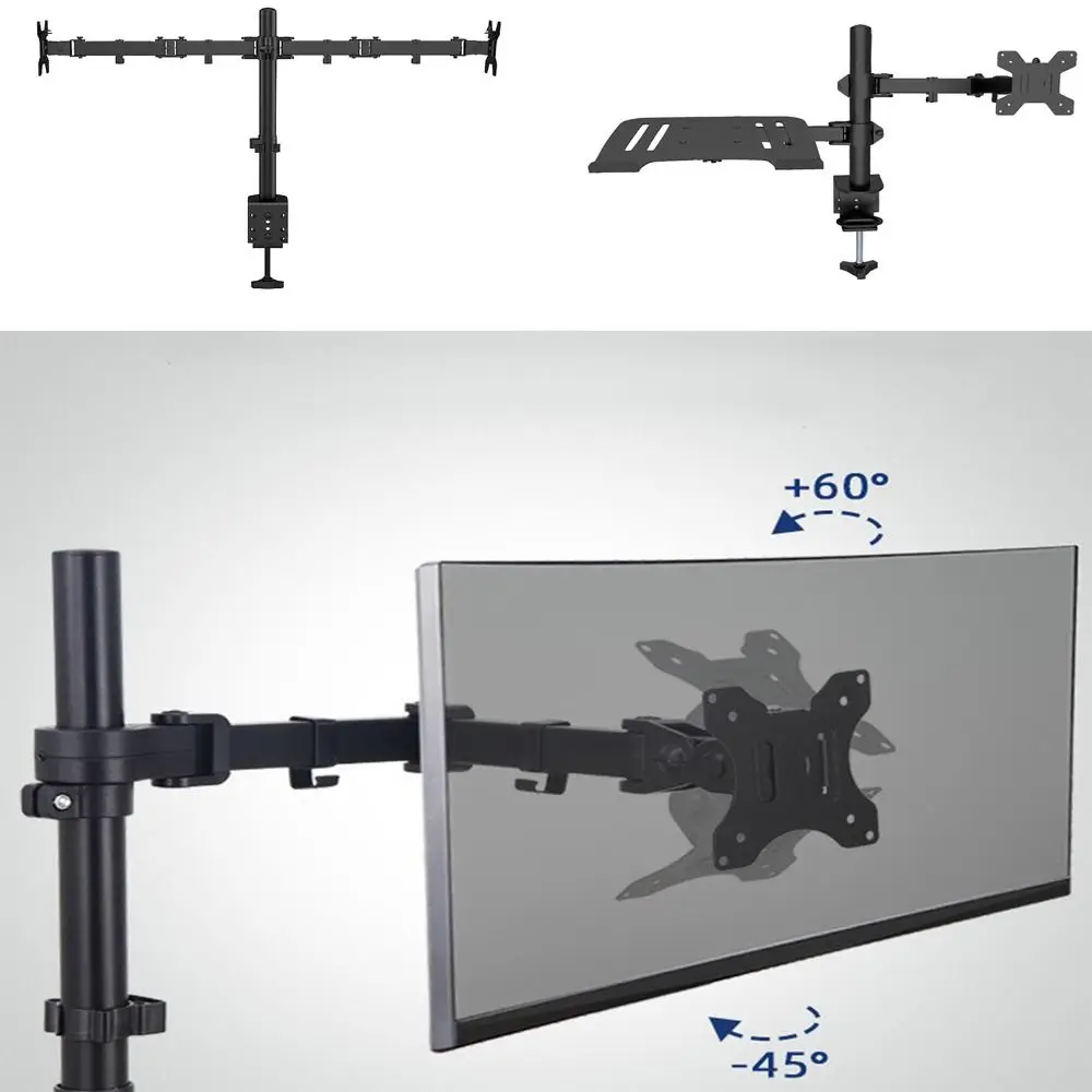 

360°Free Rotating Monitor Bracket with Clamp Holder Multifunctional Dual Arm Screen Mount Stand Telescopic Portable