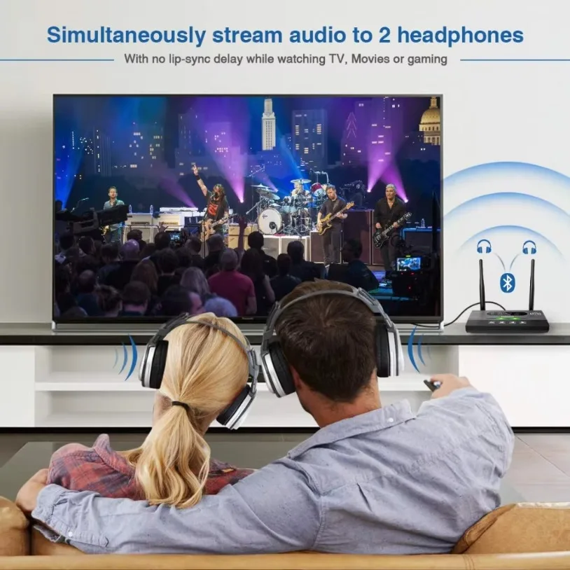 80M Bluetooth 5.0 Transmitter Receiver Long Range NFC Wireless Audio Adapter APTX HD Low Latency Optical RCA 3.5mm AUX for TV PC