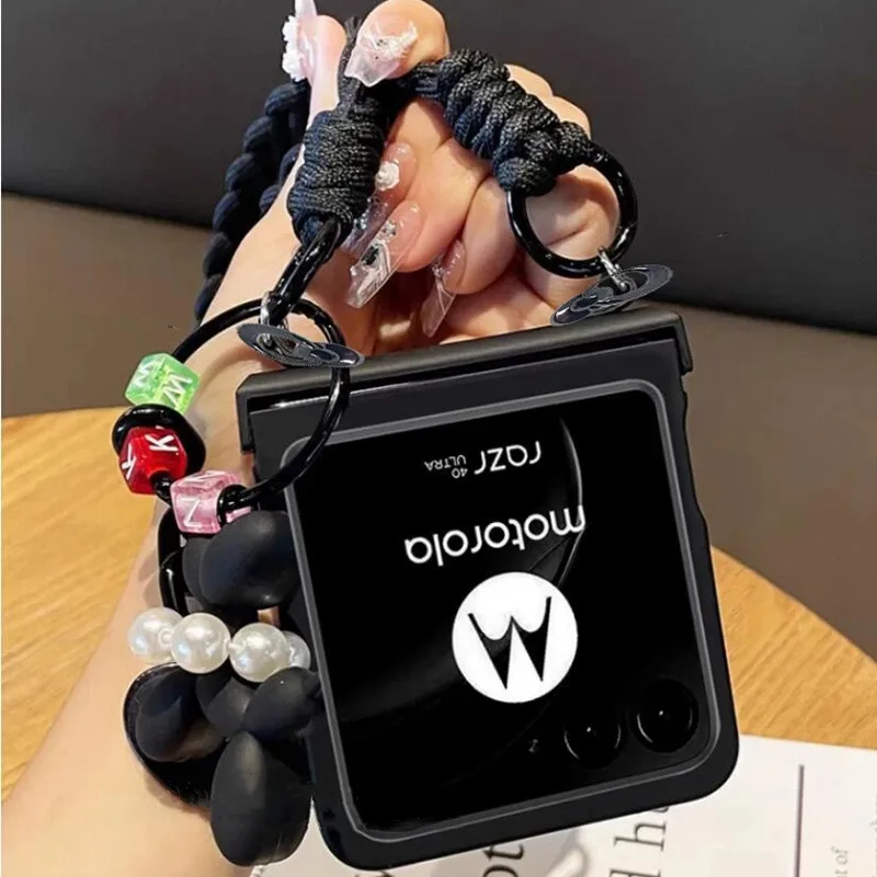 Luxury Crossbody Lanyard Hinge Phone Case with Cute Dog Pendant Decoration