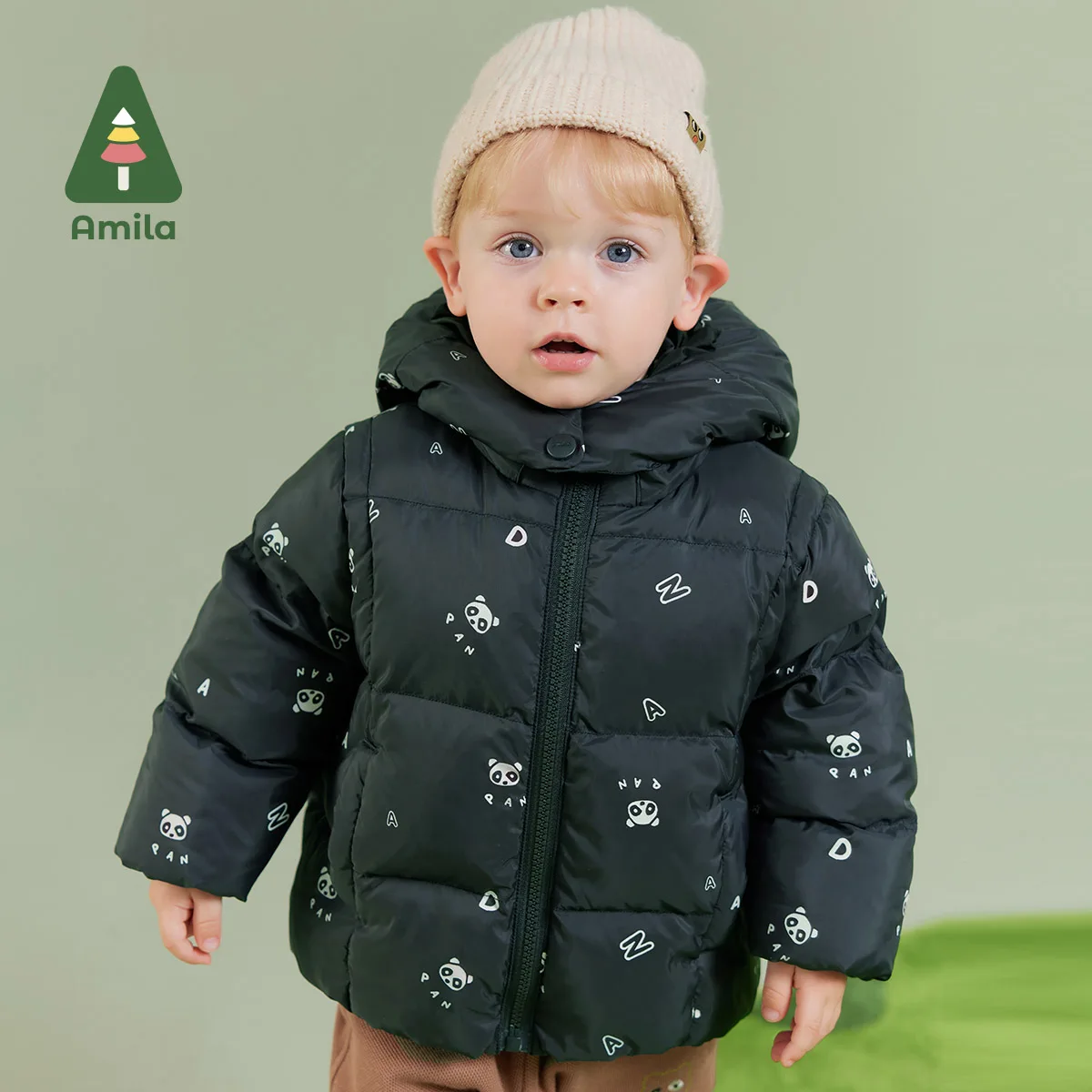 Amila Baby Boy Down Jacket Winter New Multicolour Slight waterproofing antifouling Oil proof Hooded Baby Clothing