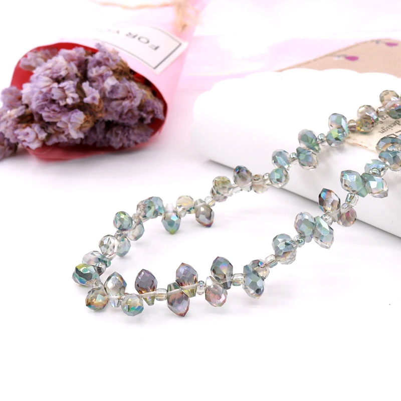 

5x7mm Transparent AB WaterDrop Faceted Crystal Bead Austrian Charms Plated Glass Bead Necklace Pendant Loose Bead Jewelry Making