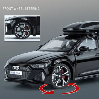 1/32 Audi RS6 Toy Car Model with Sound Light Doors Opened Alloy Diecast Model Vehicle Collection Toy for Boy Adult Festival Gift 4
