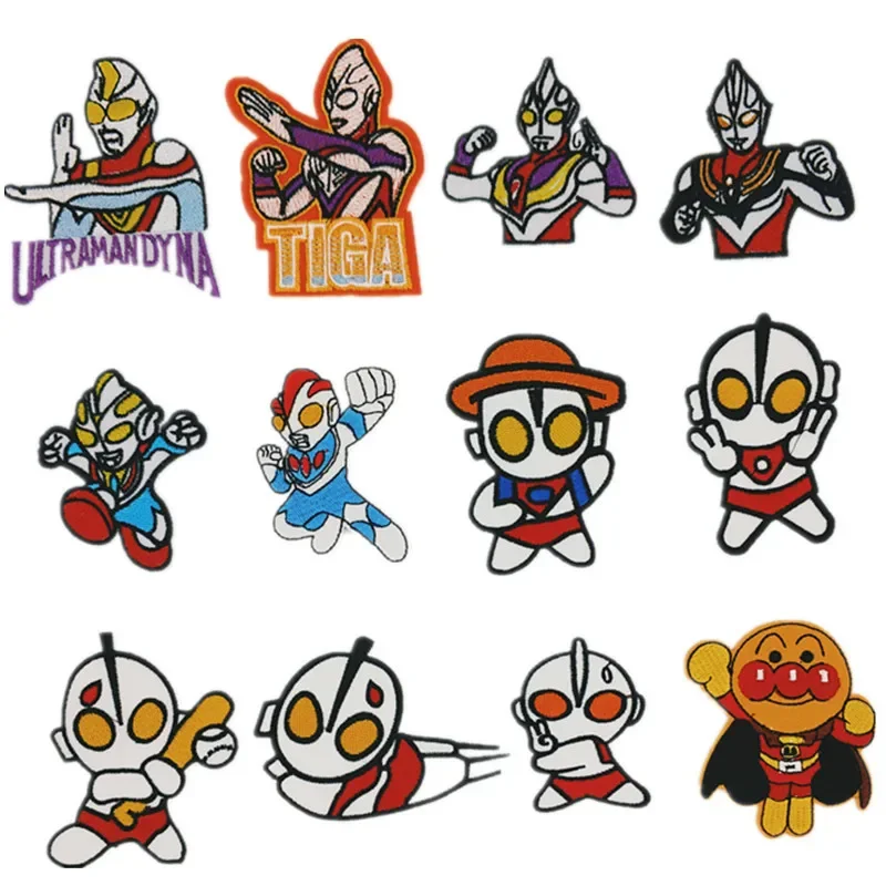 Anime Cartoon Character Embroidery Patch Deniga Ultraman Fabric Patch Can Sew Can Iron on Decorative for Clothing Accessor