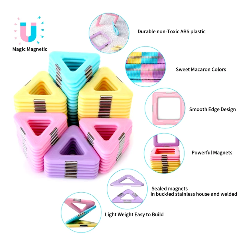 Classic Magnetic Tiles Toy Macaron Color Constructor Building Blocks Educational Toys Children Kids Christmas Gifts 1Set magnetic building blocks magnetic assembly toy magnetic alphabet toys
