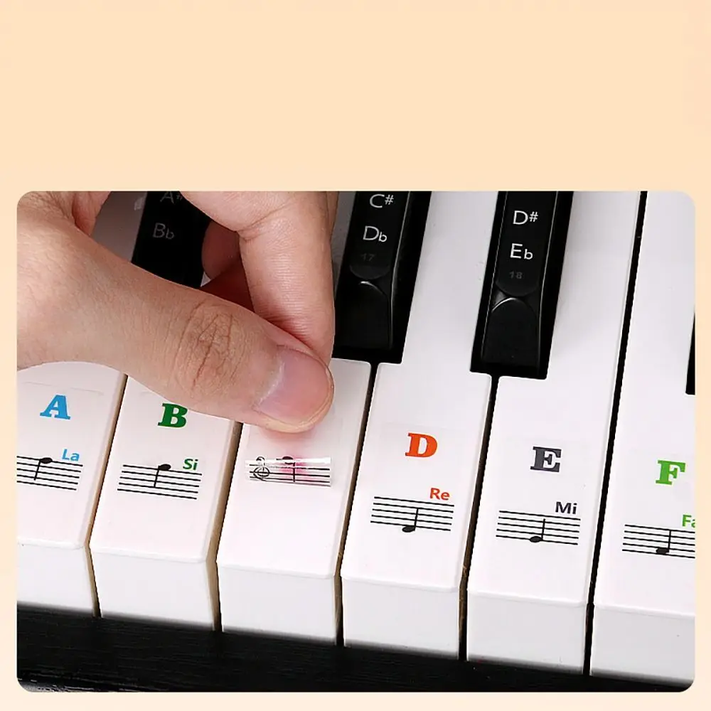 Replacement Removable Piano Training Stickers Musical Supplies Reusable Keyboard Note Sticker Transparent Piano Key Decal