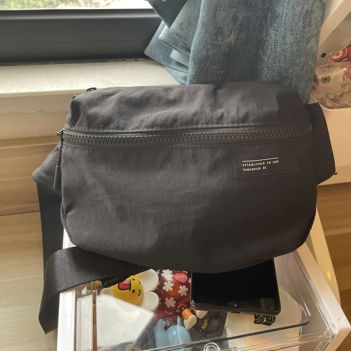 클래식 패션 클린 라인 야외 크로스바디 백, 2L 벨트 백, 스포츠 요가 다기능 허리 가방