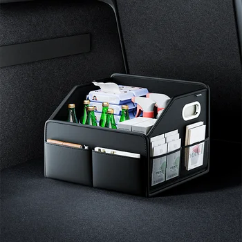 자동차 트렁크 정리함 보관함, PU 가죽 차량 접이식 카고 부트 오거나이저 박스, SUV MPV 자동 좌석 백 박스