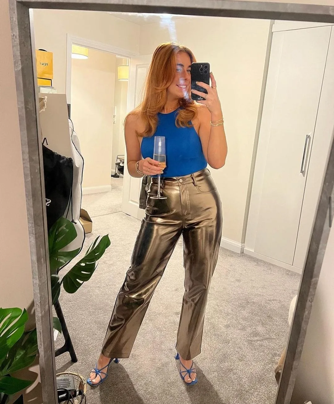 Shiny Gilding PU Leather Pants Women High Waist Button Fly Straight Trousers  Fashion Casual Streetwear Y2K Clothes Bottom - AliExpress