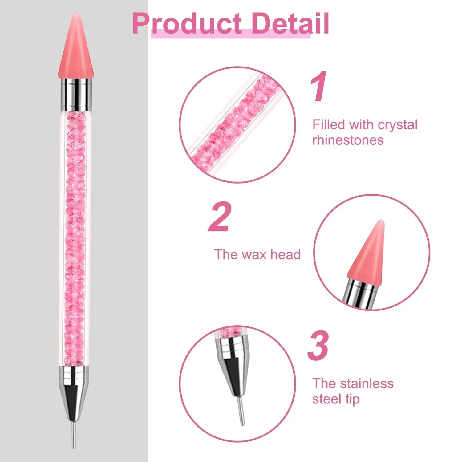 Rhinestone Picker Tool 2PCS With 2 Extra Wax Tips Nail Art DIY