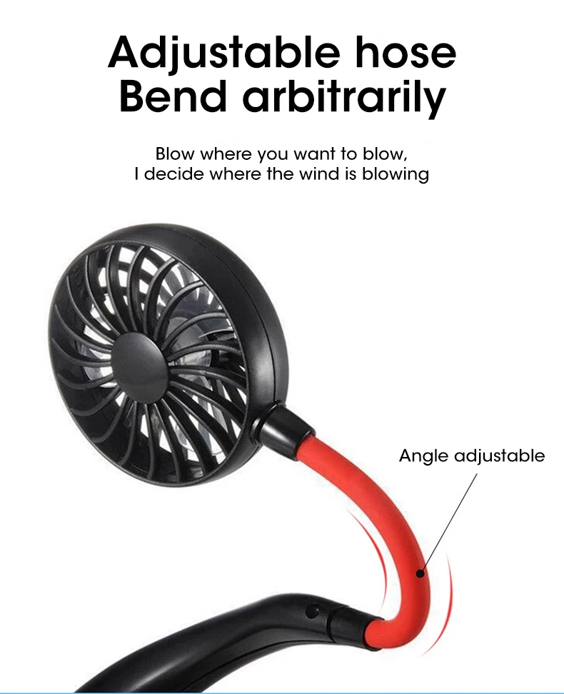 Topiky Ventilateur USB Portable à Suspendre Paresseux, Ventilateur Mains Libres Personnel Avec 3 Vitesses 4-12 Heures De Temps De Travail Pour Les