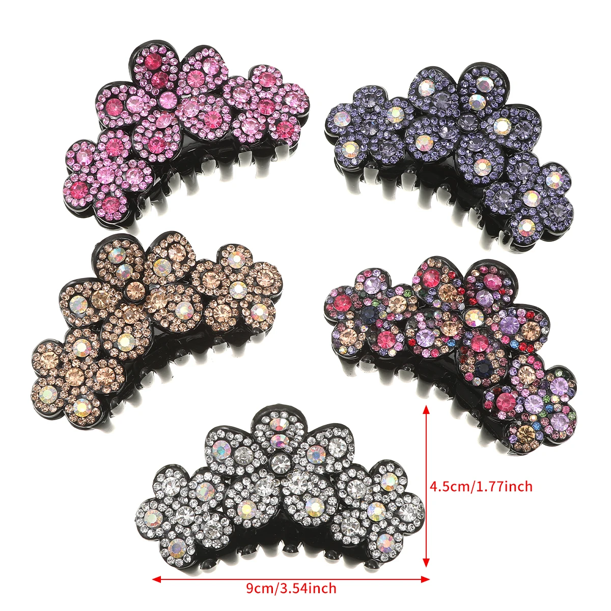 Rhinestone Flower Luxury Hair Claws Korean Shiny Ponytail Shrk Clip Hair Crabs Ladies Elegant Hairpin Hair Accessories Headwear