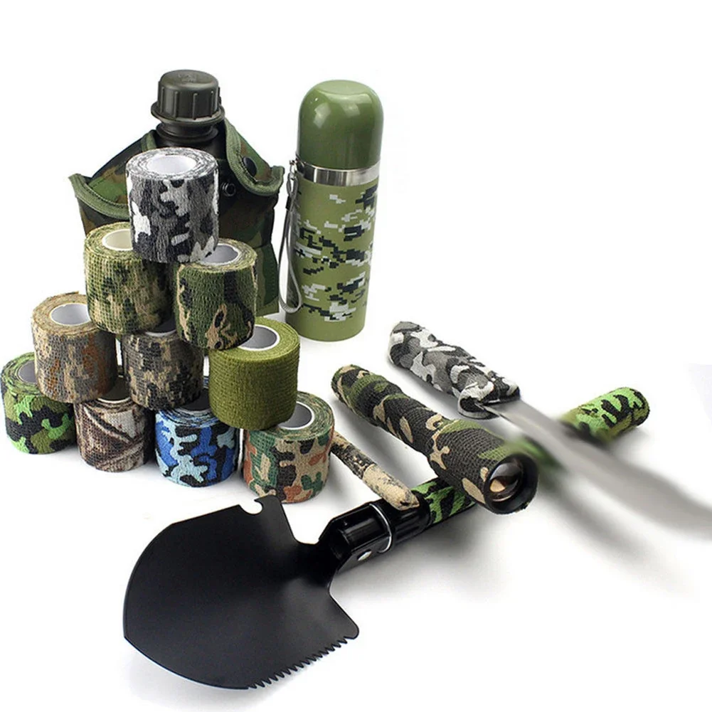 Elastic Wrap Tape Adhesive Outdoor Hunting Camouflage Stealth Waterproof Durable Self Adhesive Bandage