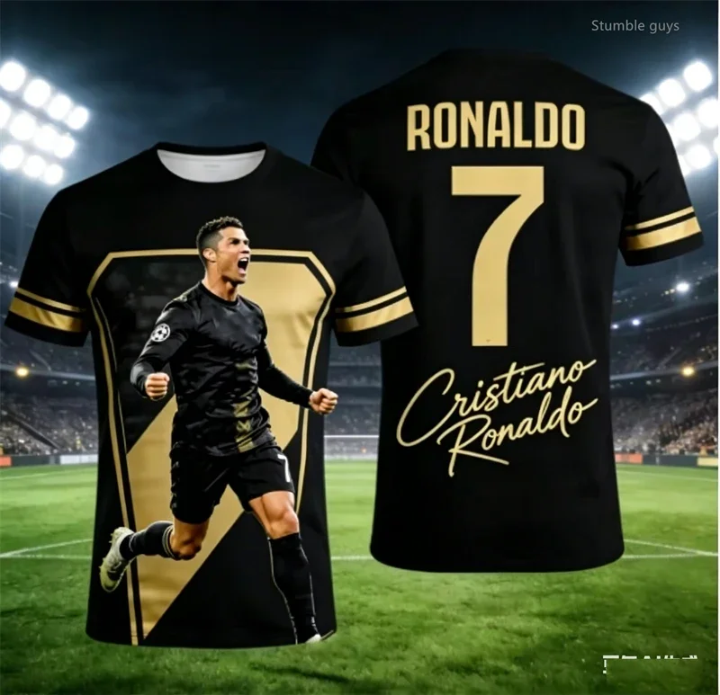 Sommer Herren Ronaldo 7 T-Shirt Fußball Sportbekleidung Kurzarm Mode Übergroße Alltagskleidung Oberteile Kinderkleidung Jungen