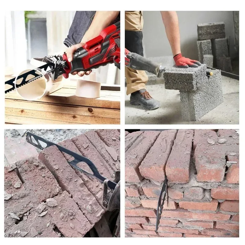 12in Demolition Masonry Reciprocating Saw Blade Hard Alloy Blade Cutting Brick Wood Metal PVC Tube Porous Concrete 1pc