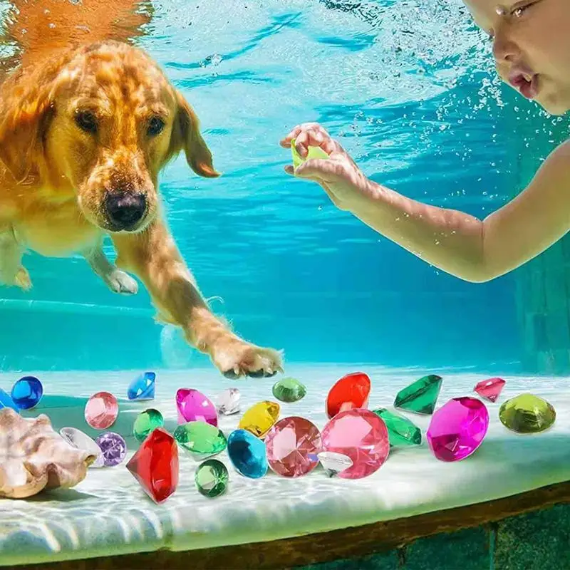 10pcs Pool Diving Gems Toys Treasure Pirate Pool Chests Divingdiamond Swimming Kids Jewels Dive Diamonds Favors Party Set 2