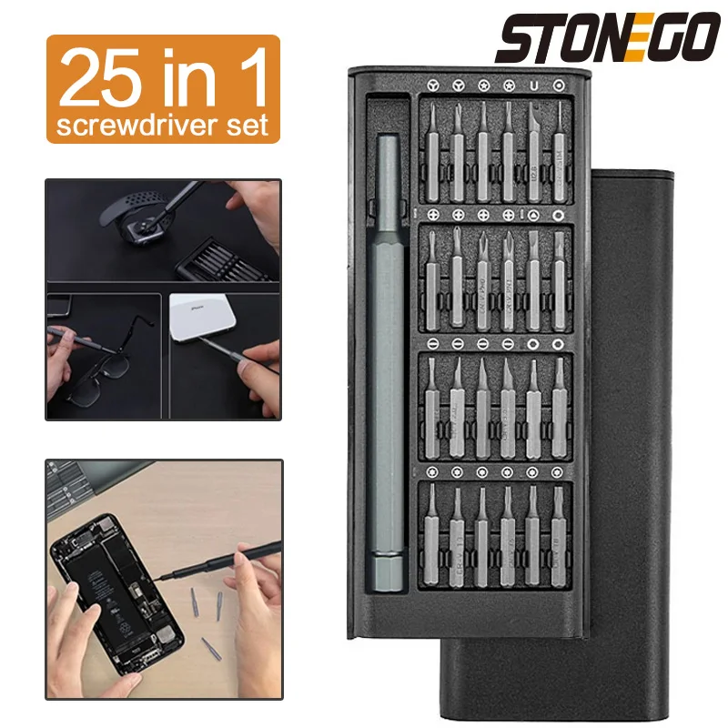 

STONEGO 25 in 1 Mini Precision Screwdriver Set - Magnetic Electronic Torx Repair Kit for Cell Phone, Camera, Watch, Computer