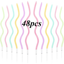 Elegant Spiral Cake Candles for Celebrations and Decorations (Rainbow qu 48pcs)