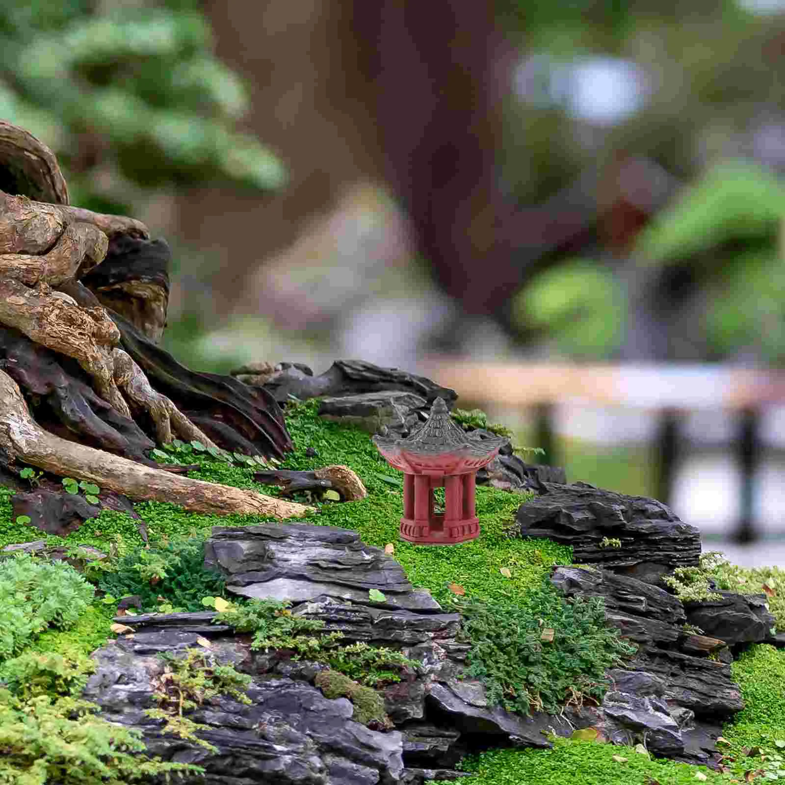 

Micro Landscape Pavilion Miniature Model Tiny Pagoda Garden Statue Scene Ornament Resin Crafts