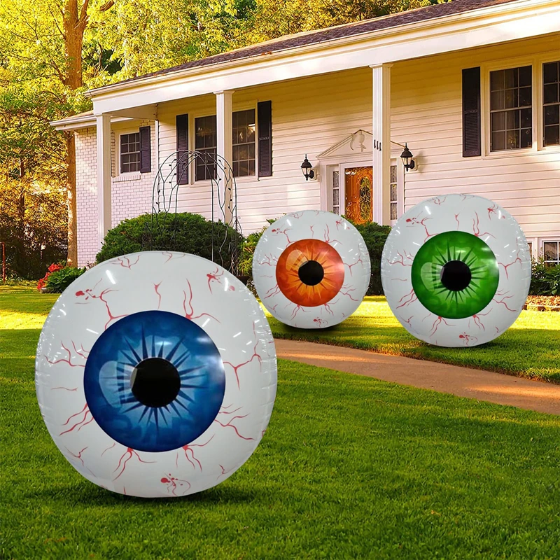 Halloween Inflatable Eyeball Decor Remote Control 55*55 cm Led Luminous
