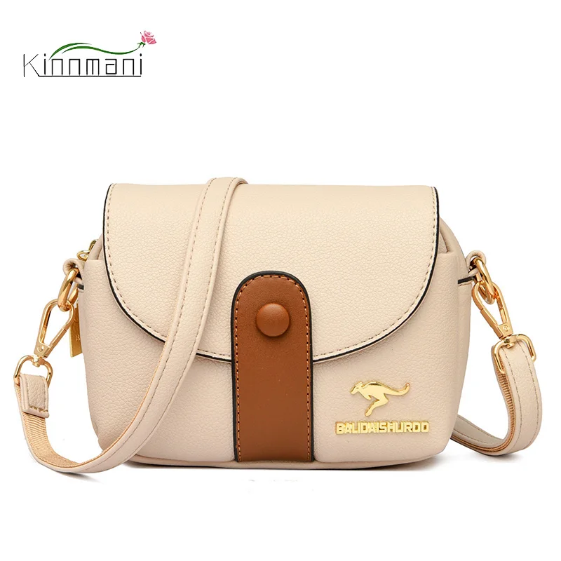 

Women's Leather Bags Summer New Fashion Contrast Color Buckle Design Sac Women's Shoulder Bags Light Retro Ladies Messenger Bags