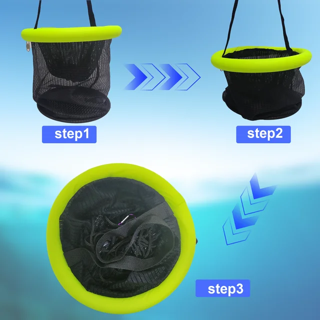 Aventik Foldable & Portable Floating Fish Basket Fishing Net Constructed with Nylon Mesh for minnows smelt shrimp crabs 5