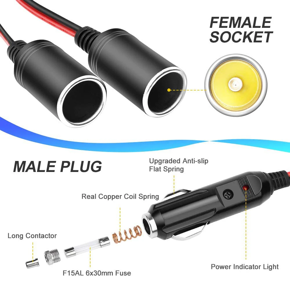 Bloopow-1.8M 16AWG    ڵ ̺, 1-2 DC 12V     Ʈ й 