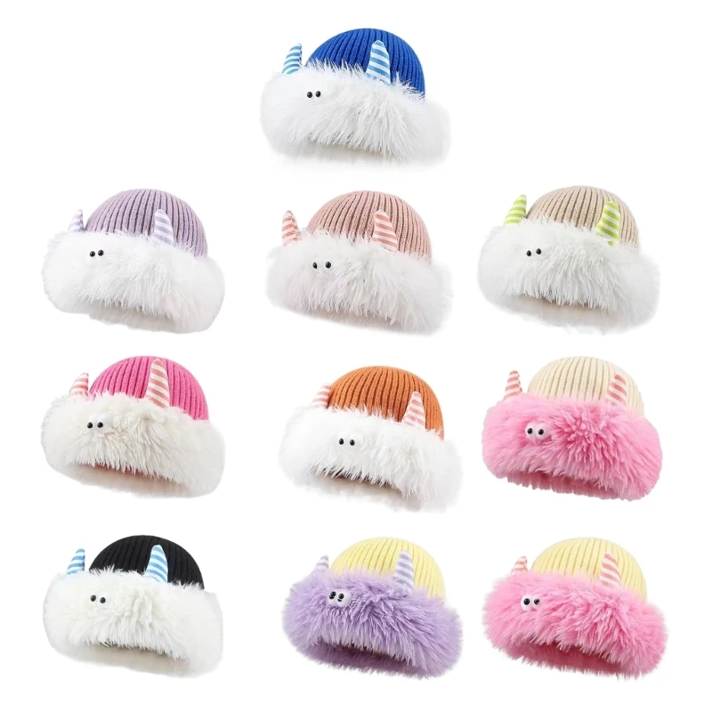 

Зимняя плюшевая шапка с изображением монстров, милая забавная теплая шапка-бини для подростков, взрослых, спортивная шапка для