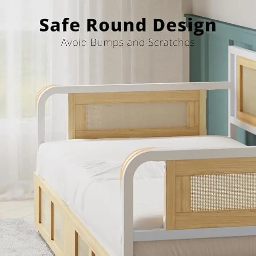 Twin Daybed, Day Bed with Storage Drawers, Corner Bed Frame with Strong Supports for Living Room, Bedroom  and Guest Room