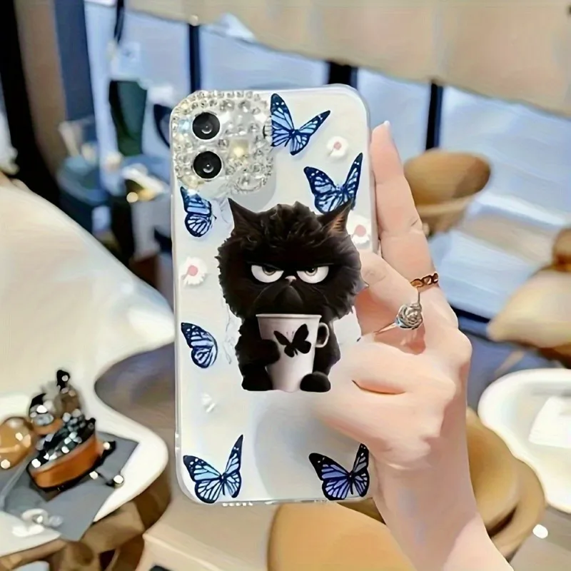 Adorable Black Cat Portable Phone Stand | Acrylic Folding Grip Holder